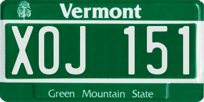 VT license plate XOJ151