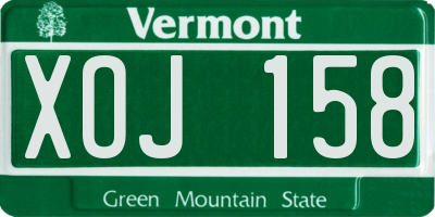 VT license plate XOJ158