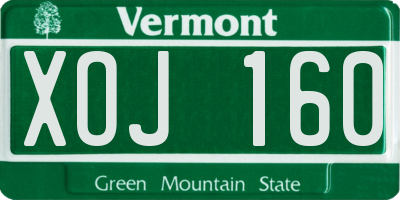 VT license plate XOJ160