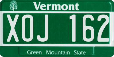 VT license plate XOJ162