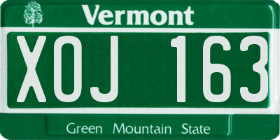 VT license plate XOJ163
