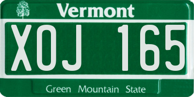 VT license plate XOJ165