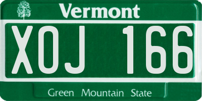 VT license plate XOJ166