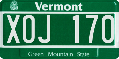 VT license plate XOJ170