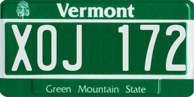 VT license plate XOJ172