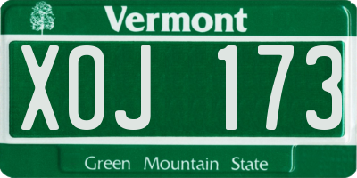 VT license plate XOJ173