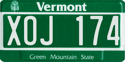 VT license plate XOJ174