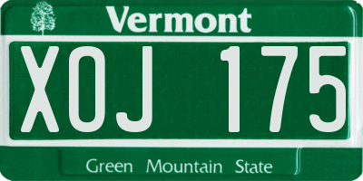 VT license plate XOJ175
