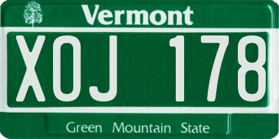 VT license plate XOJ178