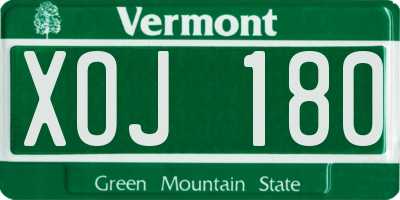VT license plate XOJ180