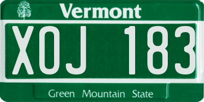 VT license plate XOJ183