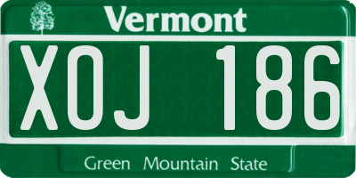 VT license plate XOJ186