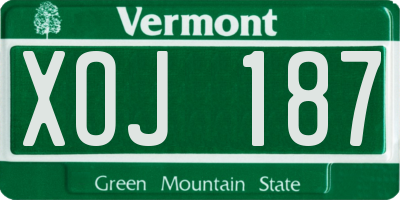 VT license plate XOJ187