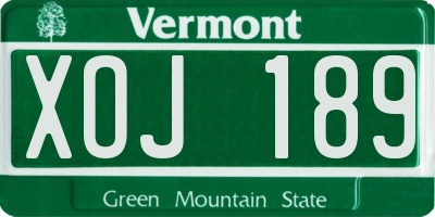 VT license plate XOJ189