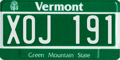 VT license plate XOJ191