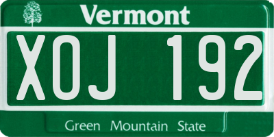 VT license plate XOJ192
