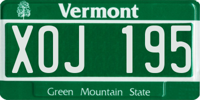 VT license plate XOJ195