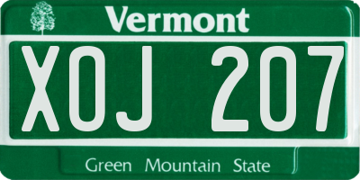 VT license plate XOJ207