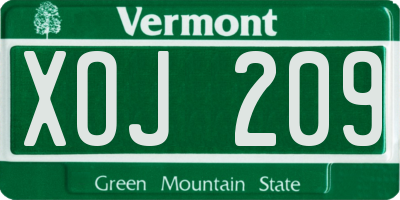 VT license plate XOJ209