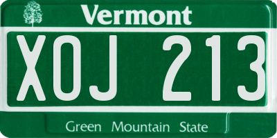 VT license plate XOJ213