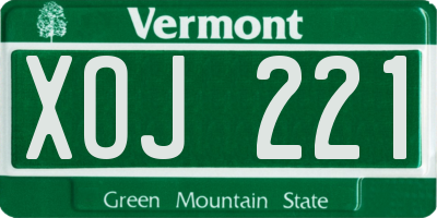 VT license plate XOJ221