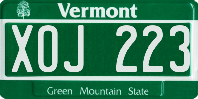 VT license plate XOJ223