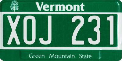 VT license plate XOJ231