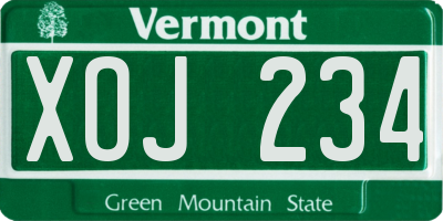 VT license plate XOJ234