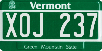 VT license plate XOJ237