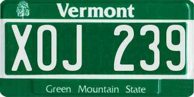 VT license plate XOJ239