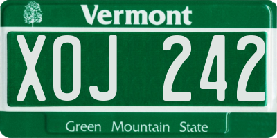 VT license plate XOJ242