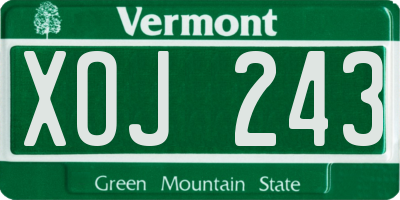 VT license plate XOJ243