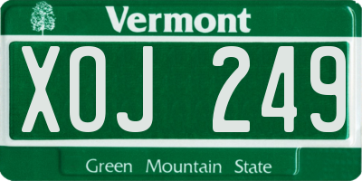 VT license plate XOJ249