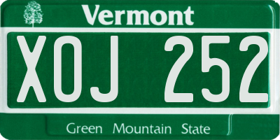 VT license plate XOJ252