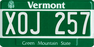 VT license plate XOJ257