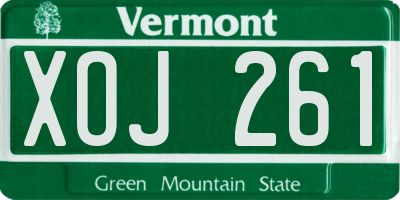 VT license plate XOJ261