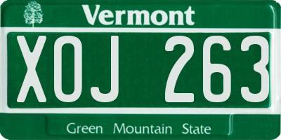 VT license plate XOJ263