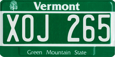 VT license plate XOJ265