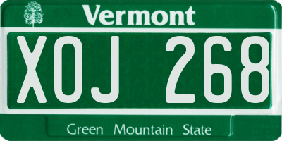 VT license plate XOJ268