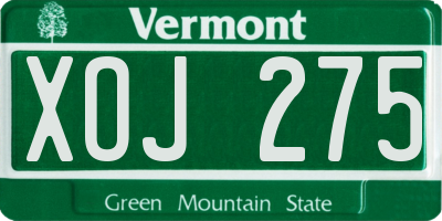 VT license plate XOJ275