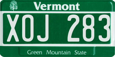 VT license plate XOJ283