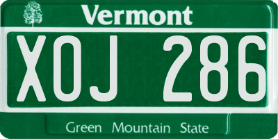 VT license plate XOJ286