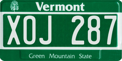 VT license plate XOJ287