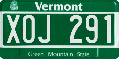 VT license plate XOJ291