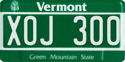 VT license plate XOJ300