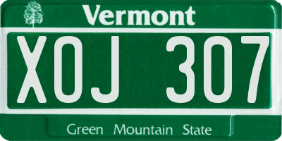 VT license plate XOJ307