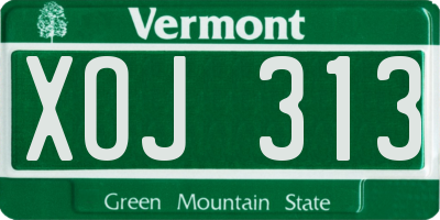 VT license plate XOJ313