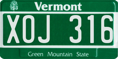 VT license plate XOJ316