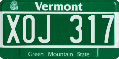 VT license plate XOJ317