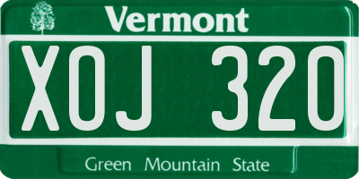 VT license plate XOJ320